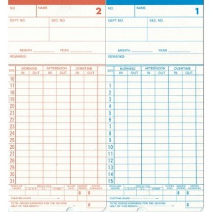 KP-210M Monthly Time Cards Blue Orange