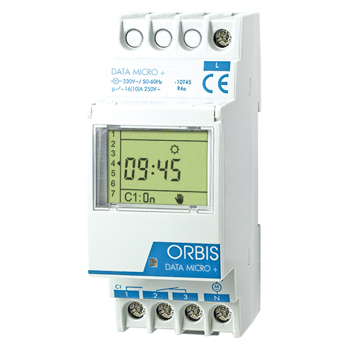 ORBIS Digitale Zeitschaltuhr 12V DC Gangres. IP20 DATA MICRO 2+